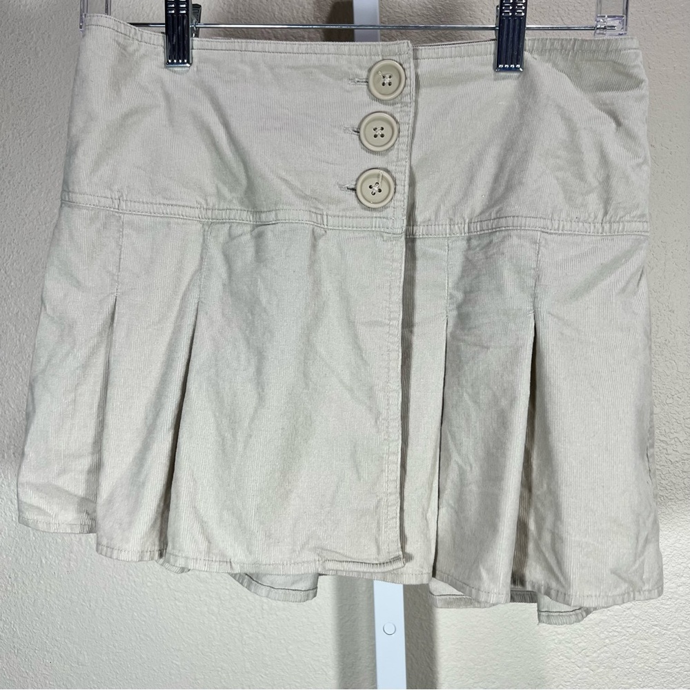 Y2k Vtg ON Corduroy Low Rise Pleated Mini Skirt Size 0 Edgy Academia Preppy